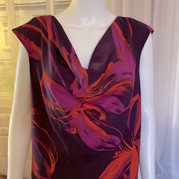 Worthington Colorful Floral Drape Neckline Top. Size 1X. P5/A2113 - Picture 2 of 4